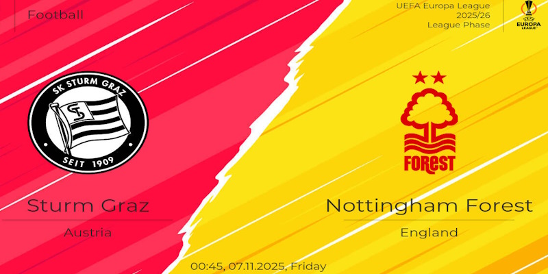 Soi Kèo Sturm Graz vs Nottingham: 00:45 - 07/11 - UEL